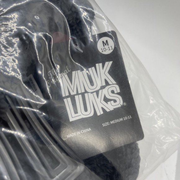 MUK LUKS Men's Faux Leather Clog Slippers Black Medium Size 10-11 New Ships Fast - Picture 7 of 7